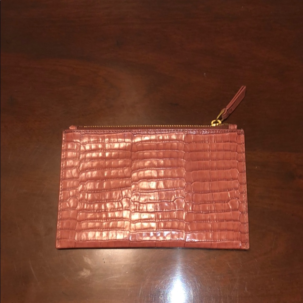Jcrew pink alligator pouch